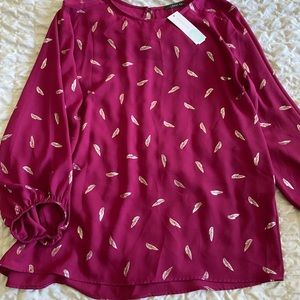 West Kei Pink feather print blouse